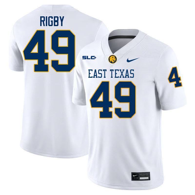 East Texas A&M Lions #49 Ozlo Rigby College Football Jerseys,Uniforms-White